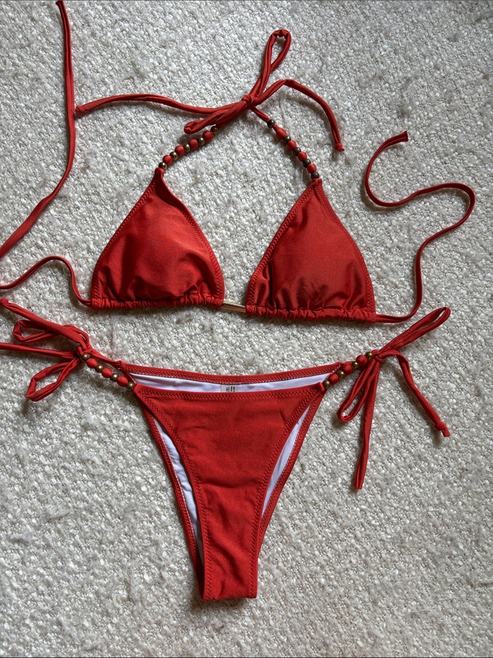 🔥 SHEIN WOMENS SIZE SMALL BURNT ORANGE TRIANGLE TOP BIKINI